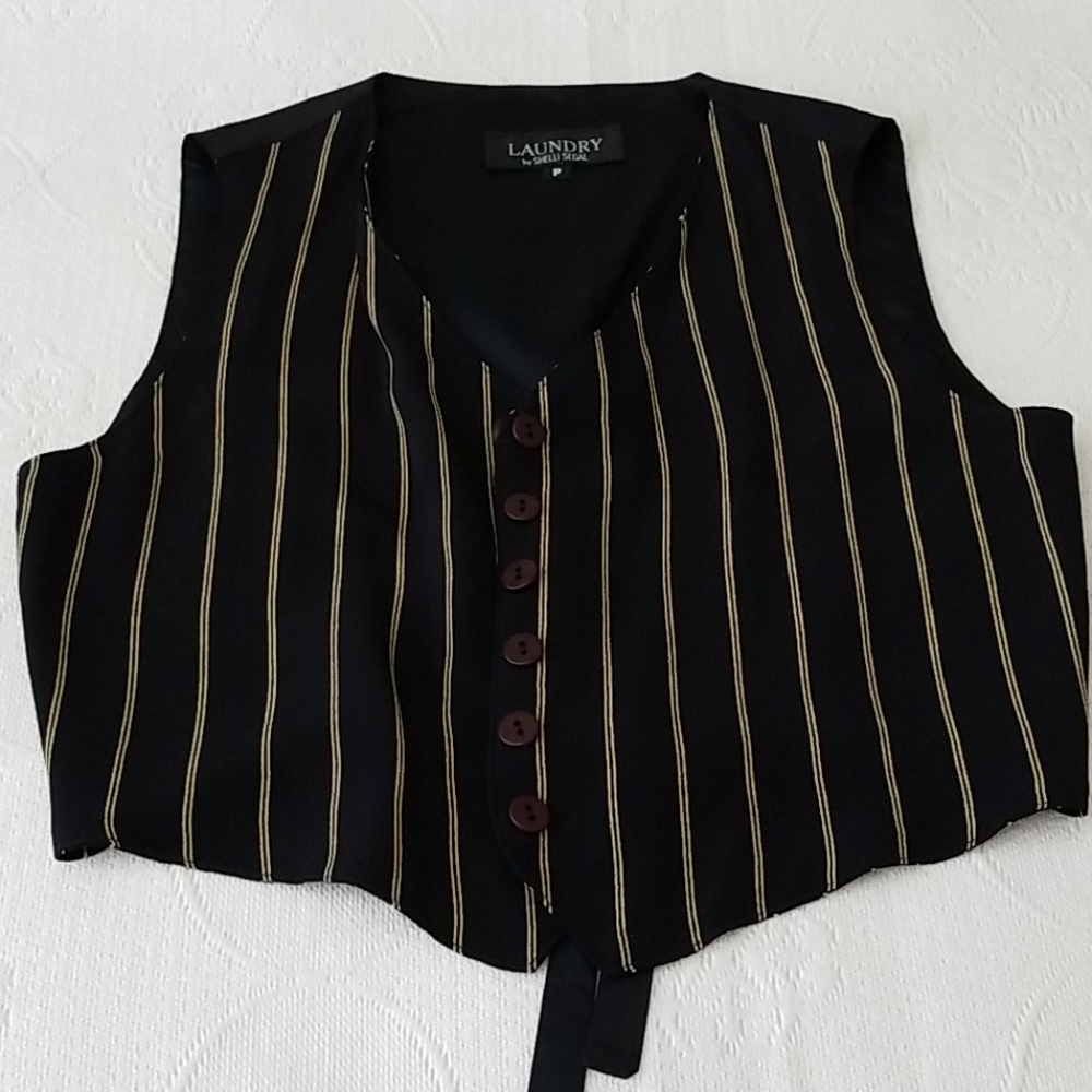 Navy striped vest by Laundry- Petite